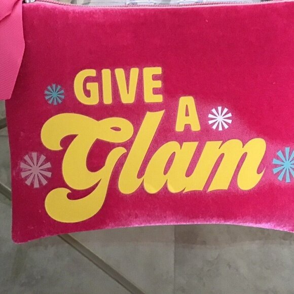 Benefit Zippered Pink/Yellow 'GIVE A GLAM' Cosmetics Bag. Recycled mater… - Picture 5 of 7